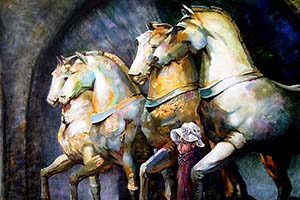 	1.	De San Marco paarden – gemengde techniek – 180 x 150 cm